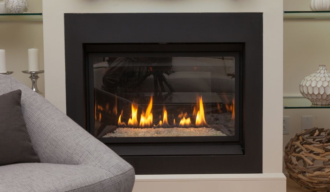 stock image of a gas fireplace